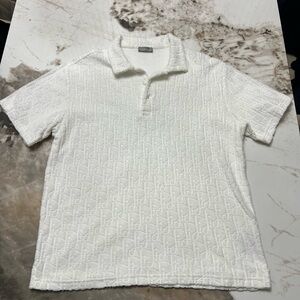 Dior White Patterned Polo Shirt